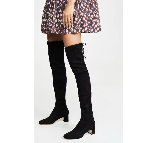 Stuart Weitzman Kirstie 90 Suede Over The Knee Boots Tall Black Classic 5 Narrow - Picture 4 of 15